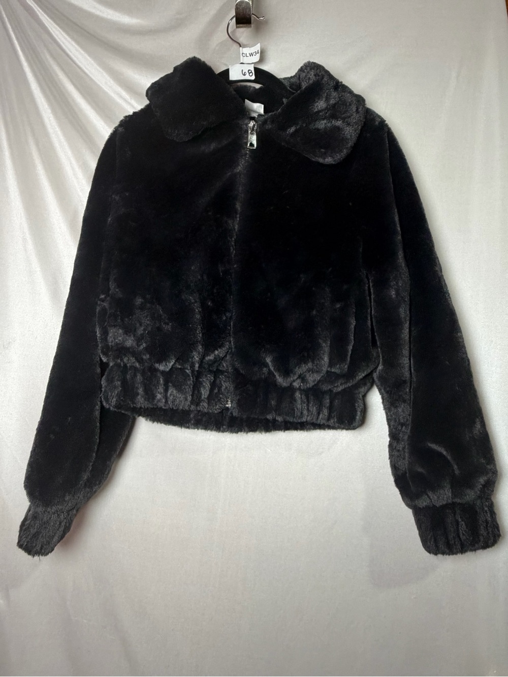 Bongo Black Faux Fur Zip Jacket Size XS CLW34G